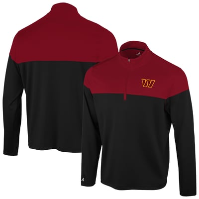 Washington Commanders Antigua Hinder Quarter-Zip Pullover - Black/Burgundy