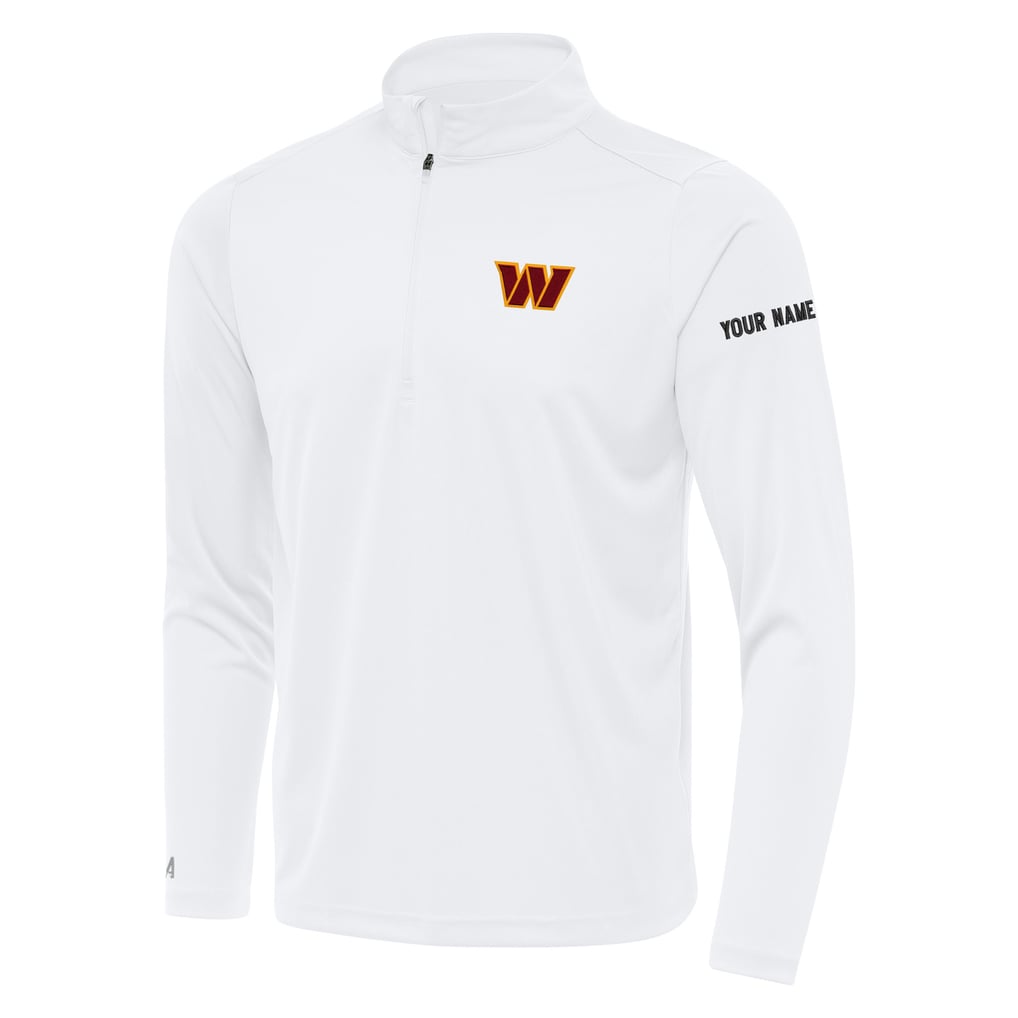 Washington Commanders Antigua  Personalized Tribute Quarter-Zip Pullover - White