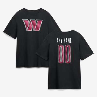 Washington Commanders Big & Tall Metallic Mascot Personalized Name & Number T-Shirt - Black