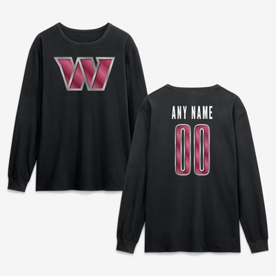 Washington Commanders  Forged Mascot Personalized Name & Number Long Sleeve T-Shirt - Black