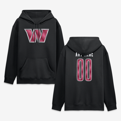 Washington Commanders  Metallic Mascot Personalized Name & Number Hoodie - Black