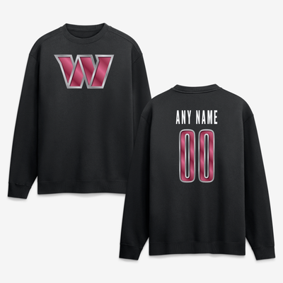 Washington Commanders  Metallic Mascot Personalized Name & Number Sweatshirt - Black