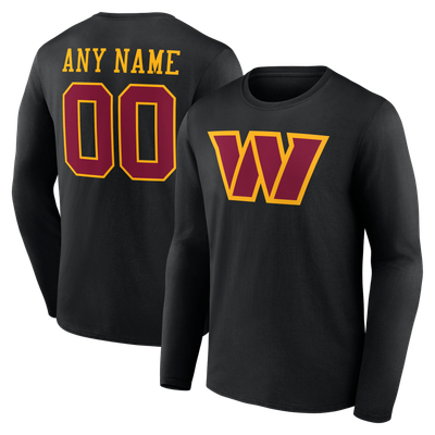 Washington Commanders  Team Authentic Personalized Name & Number Long Sleeve T-Shirt - Black