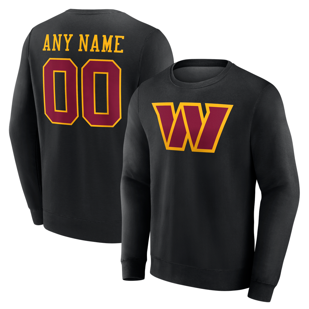 Washington Commanders  Team Authentic Personalized Name & Number Sweatshirt - Black