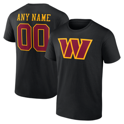 Washington Commanders  Team Authentic Personalized Name & Number T-Shirt - Black
