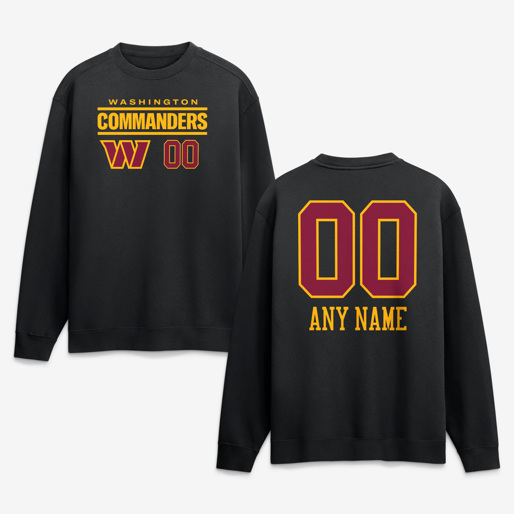 Washington Commanders  Touchdown Wordmark Personalized Name & Number Sweatshirt - Black
