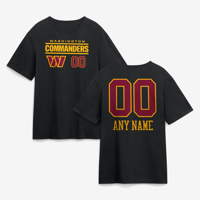 Washington Commanders  Touchdown Wordmark Personalized Name & Number T-Shirt - Black