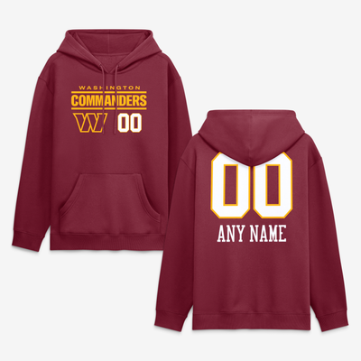 Washington Commanders  Touchdown Wordmark Personalized Name & Number Hoodie - Burgundy