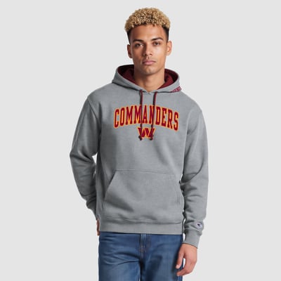  Washington Commanders Champion Contrast Hoodie - Heather Gray/Burgundy