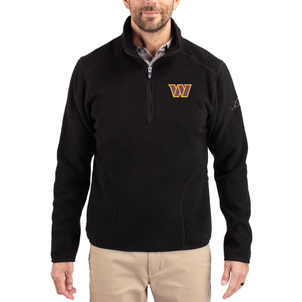Washington Commanders Cutter & Buck Cascade Eco Sherpa Fleece Quarter-Zip Pullover Jacket - Black