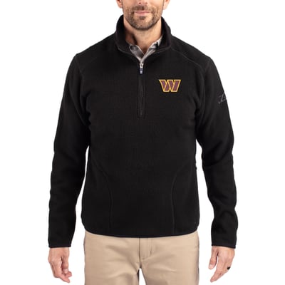 Washington Commanders Cutter & Buck Cascade Eco Sherpa Fleece Quarter-Zip Pullover Jacket - Black