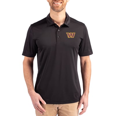 Washington Commanders Cutter & Buck Prospect DryTec Textured Stretch Polo - Black