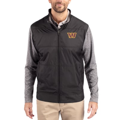 Washington Commanders Cutter & Buck Stealth DryTec Full-Zip Windbreaker Jacket - Black