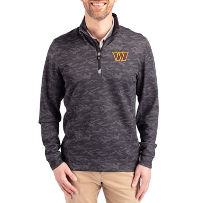 Washington Commanders Cutter & Buck   Traverse Camo Print Stretch Quarter-Zip Top - Black