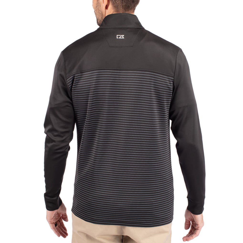 Washington Commanders Cutter & Buck Traverse DryTec Stripe Stretch Quarter-Zip Jacket - Black