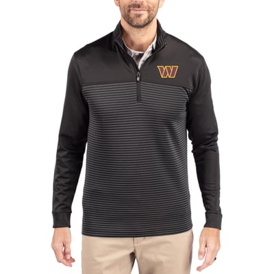Washington Commanders Cutter & Buck Traverse DryTec Stripe Stretch Quarter-Zip Jacket - Black