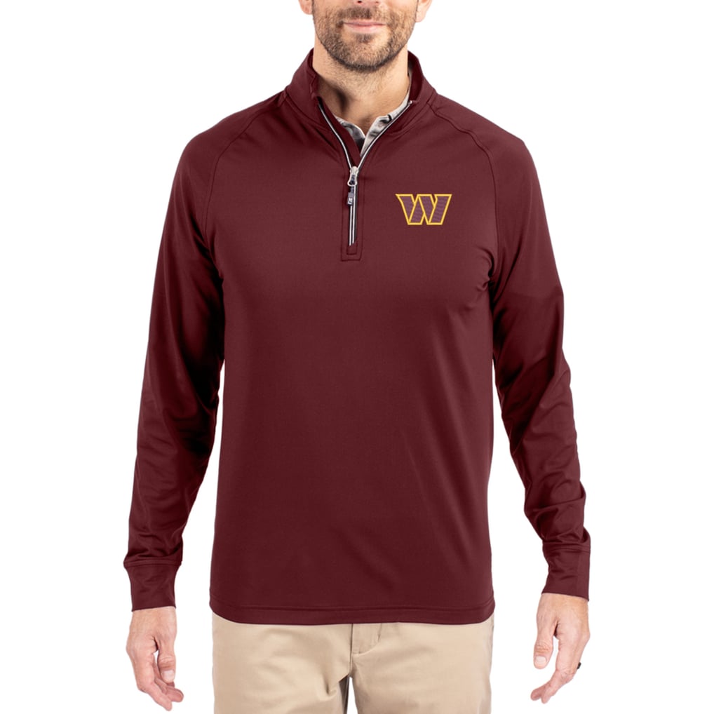 Washington Commanders Cutter & Buck Adapt Eco Stretch Quarter-Zip Pullover Jacket - Burgundy