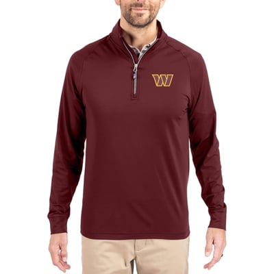 Washington Commanders Cutter & Buck Adapt Eco Stretch Quarter-Zip Pullover Jacket - Burgundy