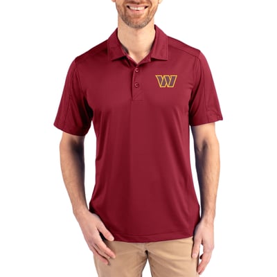 Washington Commanders Cutter & Buck Logo Prospect DryTec Textured Stretch Polo - Burgundy