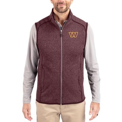 Washington Commanders Cutter & Buck Mainsail Full-Zip Vest - Burgundy