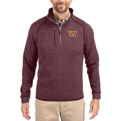 Washington Commanders Cutter & Buck Mainsail Half-Zip Pullover Jacket - Burgundy