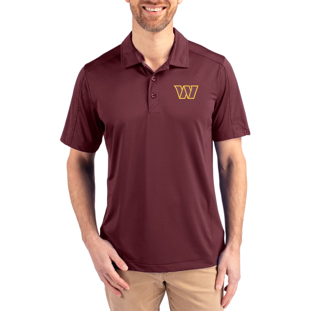 Washington Commanders Cutter & Buck Prospect DryTec Textured Stretch Polo - Burgundy