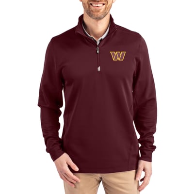 Washington Commanders Cutter & Buck Traverse Stretch Quarter-Zip Pullover Jacket - Burgundy