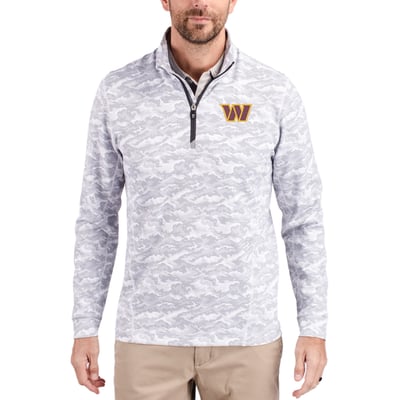 Washington Commanders Cutter & Buck Traverse Camo Stretch Quarter-Zip Pullover Jacket - Charcoal