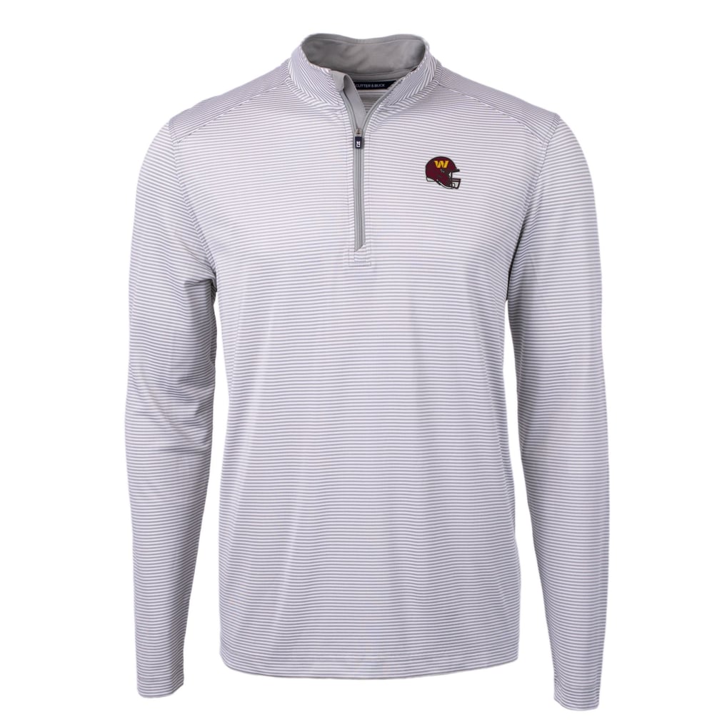 Washington Commanders Cutter & Buck Big & Tall Virtue Eco Pique Micro Stripe Tri-Blend Quarter-Zip Jacket - Gray