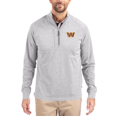 Washington Commanders Cutter & Buck  Adapt Eco Knit Quarter-Zip Pullover Top - Heather Gray
