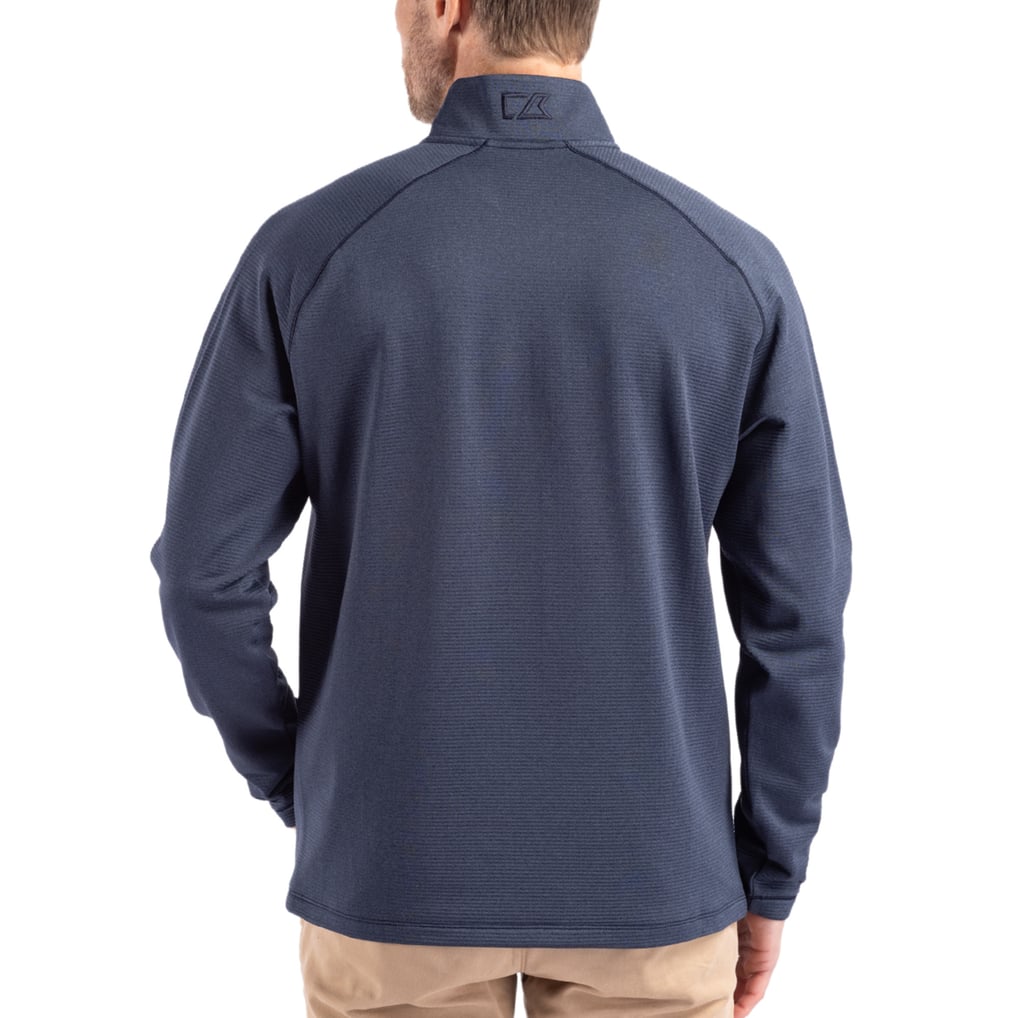 Washington Commanders Cutter & Buck Peshastin Eco Fleece Tri-Blend Raglan Recycled Quarter-Zip Jacket -  Heather Navy