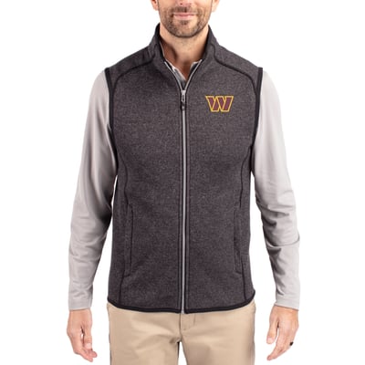Washington Commanders Cutter & Buck Mainsail Full-Zip Vest - Heathered Charcoal