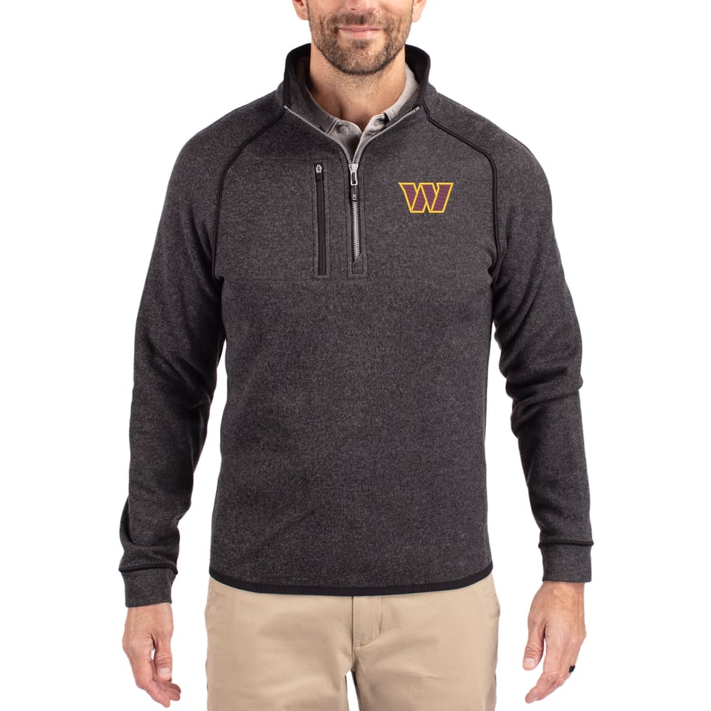 Washington Commanders Cutter & Buck Mainsail Half-Zip Pullover Jacket - Heathered Charcoal