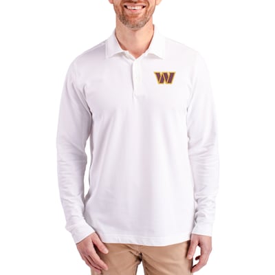Washington Commanders Cutter & Buck Advantage DryTec Pique Long Sleeve Polo - White