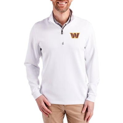 Washington Commanders Cutter & Buck Traverse Stretch Quarter-Zip Pullover Jacket - White