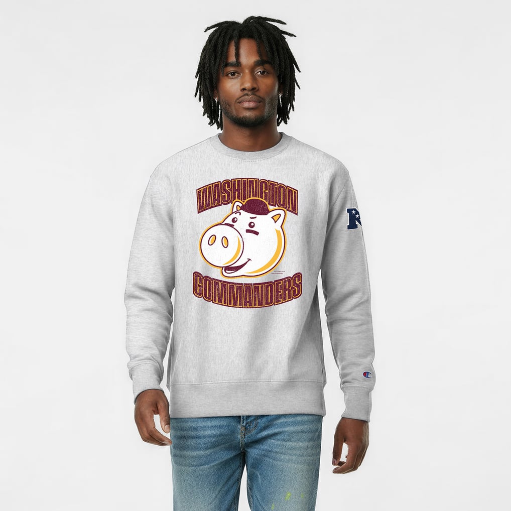Washington Commanders Disney x Champion Hamm Reverse Weave Sweatshirt - Heather Gray