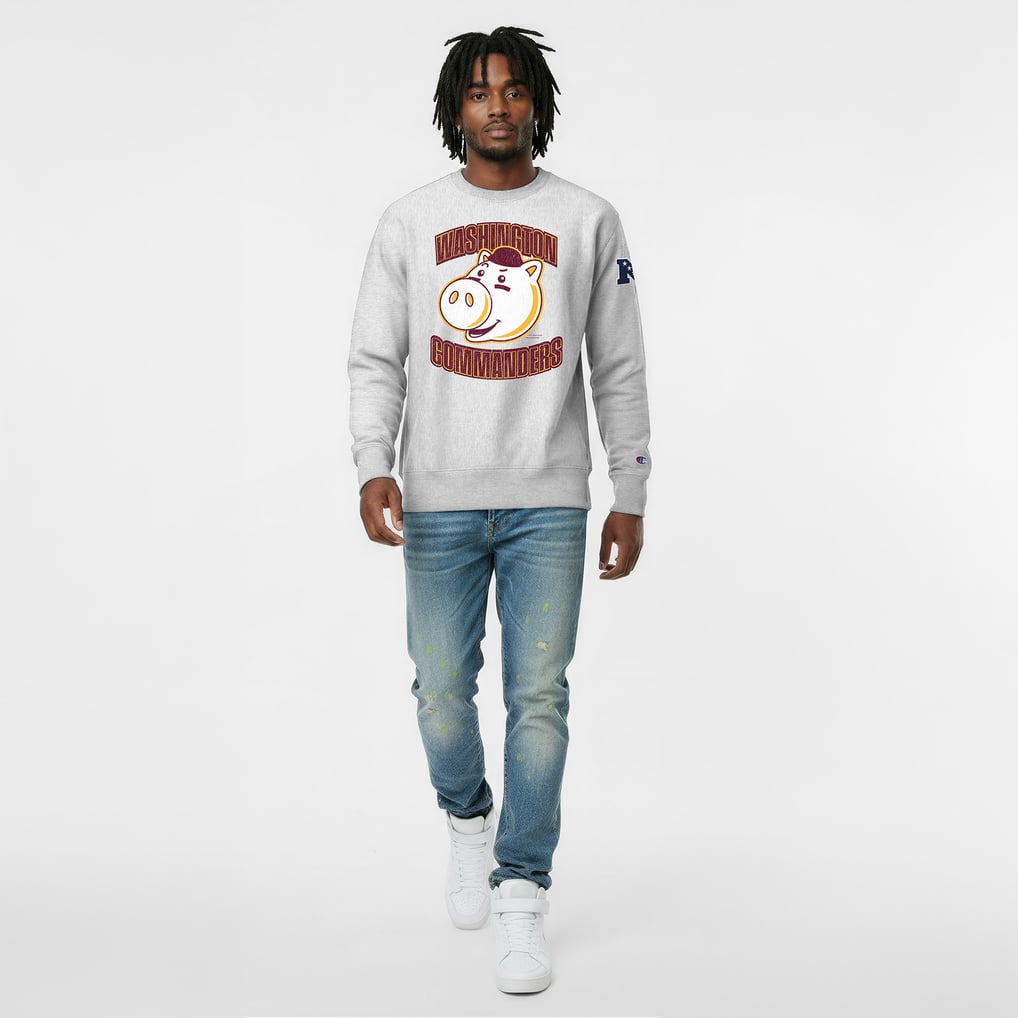 Washington Commanders Disney x Champion Hamm Reverse Weave Sweatshirt - Heather Gray
