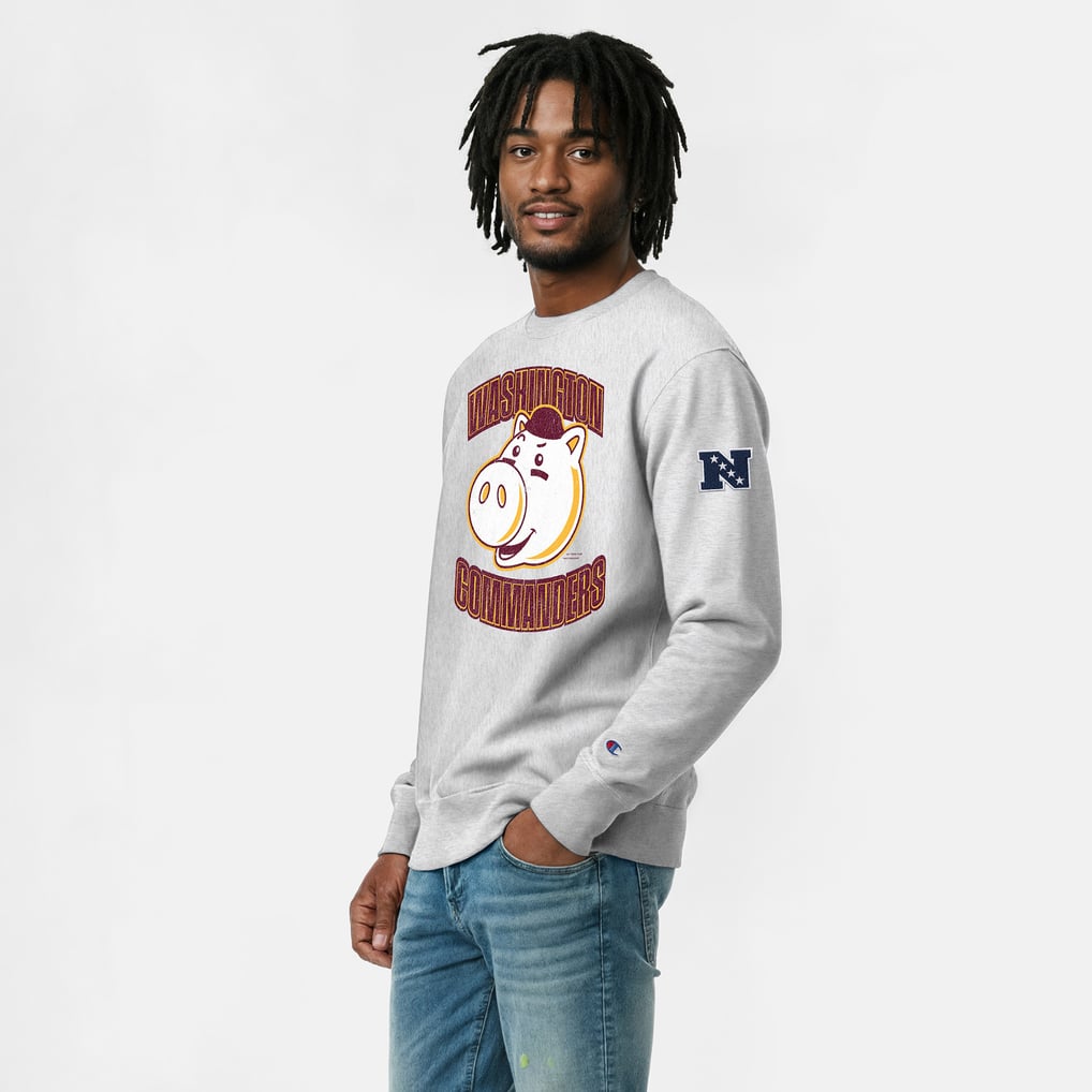 Washington Commanders Disney x Champion Hamm Reverse Weave Sweatshirt - Heather Gray