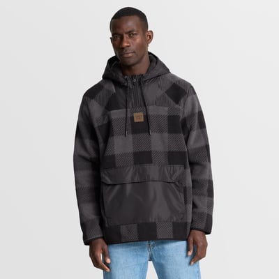 Washington Commanders Fanatics Oversized Elements Plaid Polar Fleece Quarter-Zip Hoodie - Black