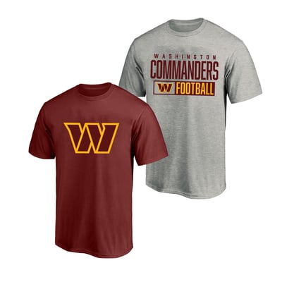  Washington Commanders Fanatics Big & Tall 2-Pack T-Shirt Set - Heather Gray/Burgundy