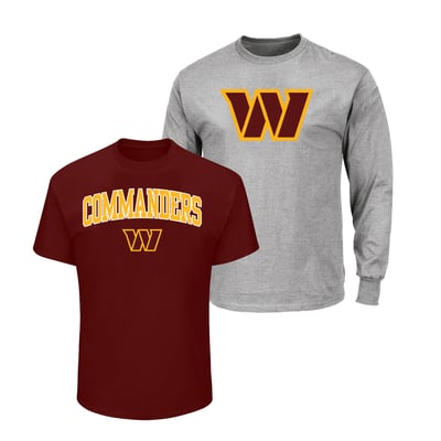  Washington Commanders Fanatics Big & Tall 2-Pack T-Shirt Set - Maroon/Heather Gray