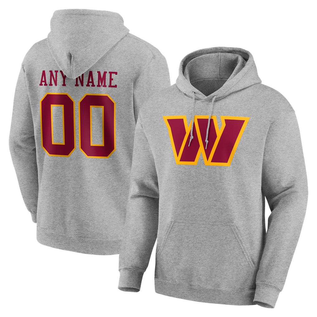 Washington Commanders  Team Authentic Personalized Name & Number Hoodie - Gray