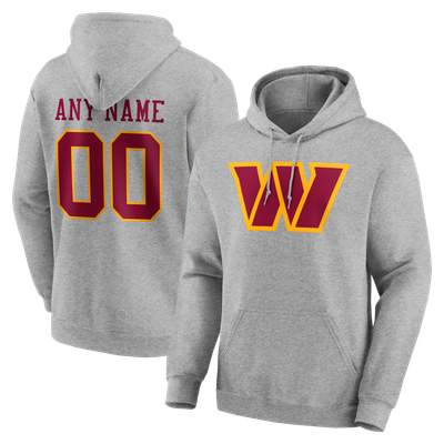 Washington Commanders  Team Authentic Personalized Name & Number Hoodie - Gray