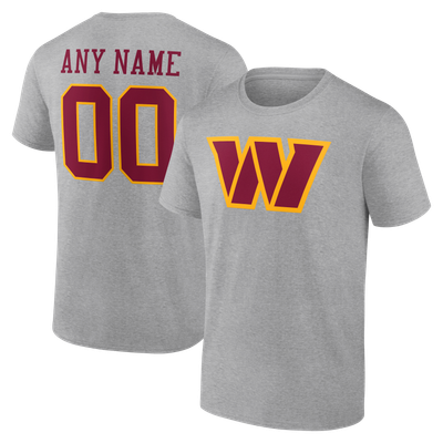 Washington Commanders  Team Authentic Personalized Name & Number T-Shirt - Gray