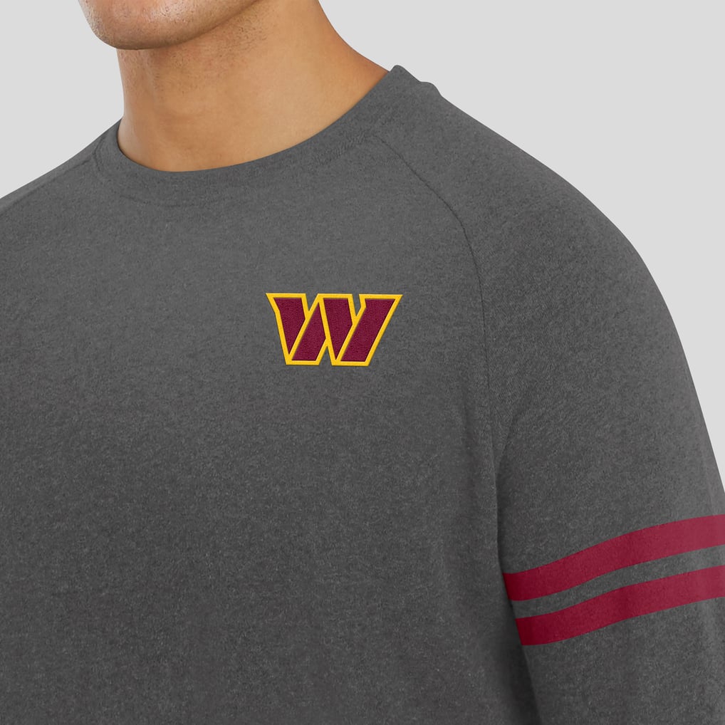 Washington Commanders J. Palmer Players Lounge Raglan Tri-Blend Sweatshirt - Dark Heather Gray