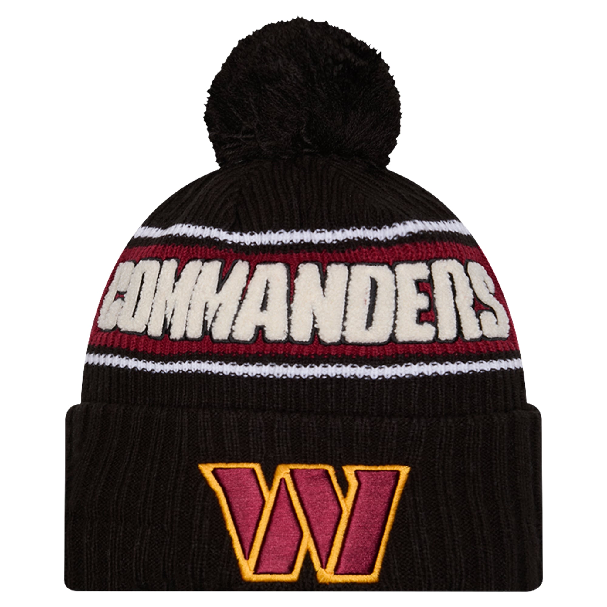 Custom Black and White Commanders Cap with Removable Fur Washington Commanders Black & White Casual Cap FOCO main image 3