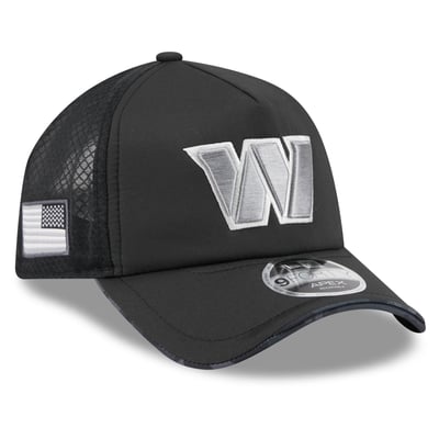Washington Commanders New Era 2026 Salute To Service Apex 9FORTY Adjustable Trucker Hat - Black