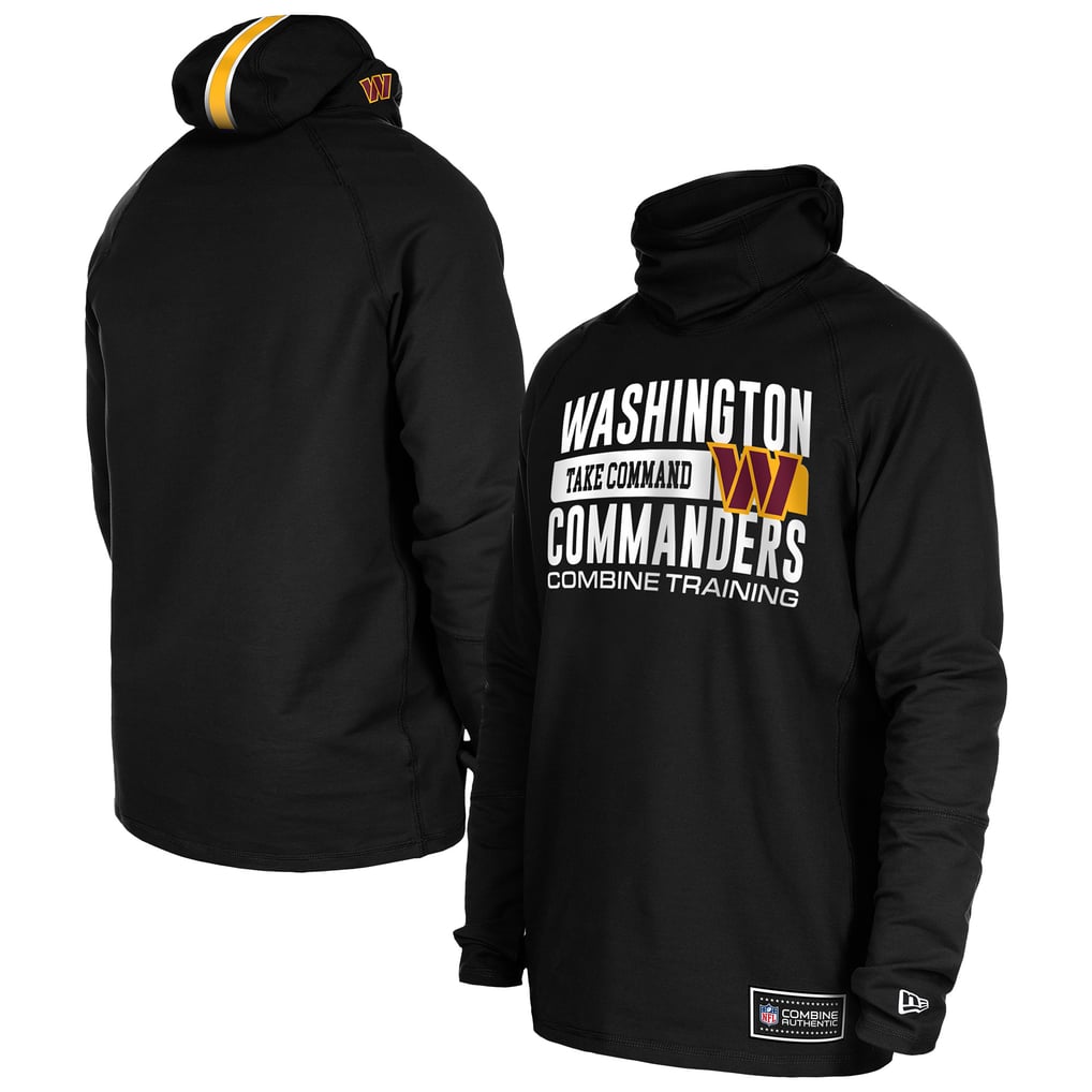 Washington Commanders New Era Functional Fandom Balaclava Helmet Stripe Tri-Blend Hoodie - Black