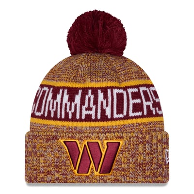 Washington Commanders New Era Marled Cuffed Knit Hat with Pom - Burgundy