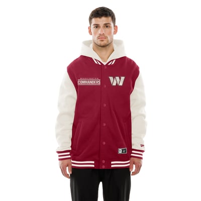 Washington Commanders New Era Full-Snap Fleece Hooded Jacket - Burgundy/Cream